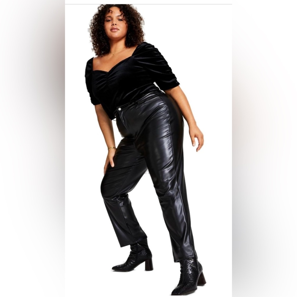 Trendy Plus Size Faux-Leather Pants